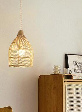 卧室头藤小吊灯式原木风茶室餐吊灯餐厅床吧日台玄KOZ关岛台装饰