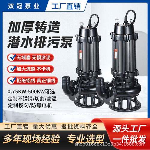定制WQ无堵塞污水泵大功率潜水泵工业国标潜污泵小区地下室排污泵