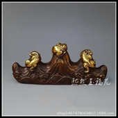 装 饰纯铜古玩摆件鎏金文房仿古收藏貔貅铜器工艺礼品用品笔架