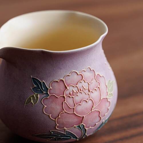 精牡丹泡公道杯qy-束口创意手绘分茶器色紫陶瓷家用美茶奶杯茶海