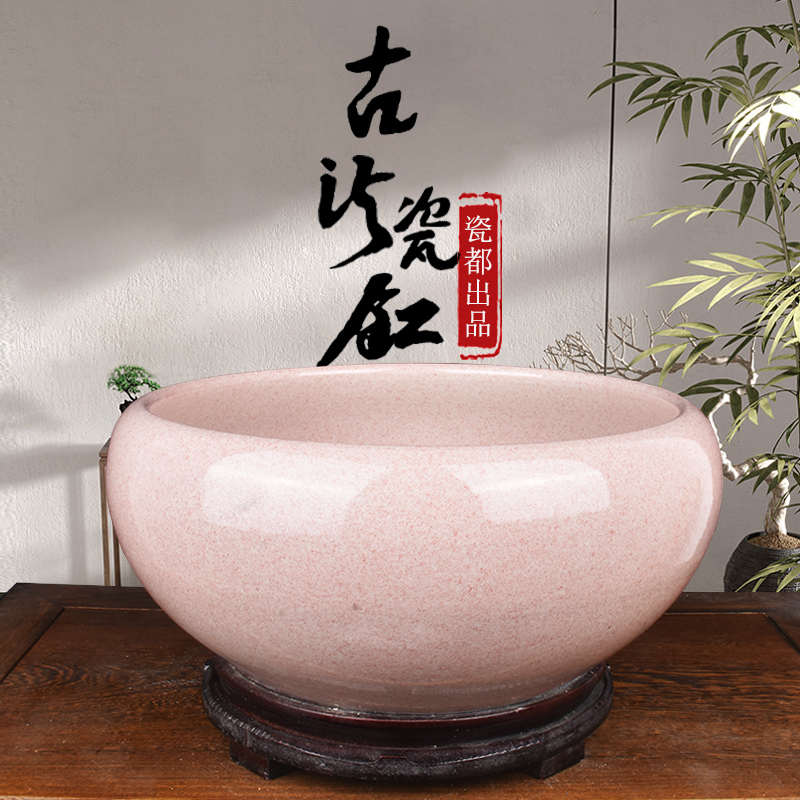 景德镇陶瓷鱼缸桌面荷花缸客厅养鱼盆家用乌龟缸中式碗莲盆水仙盆
