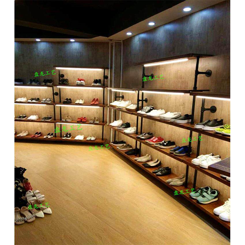 服装店鞋店陈列架货架展示架鞋托架店铺鞋架落地靠墙实木鞋子货架
