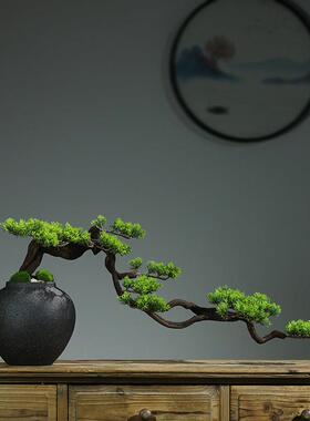 RJI新中式彷真色物迎客绿松盆景酒店饰茶室桌面玄关居家装品植微