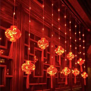 直销新款led红灯笼新年彩灯室内外防水氛围福字灯布置春节喜庆装