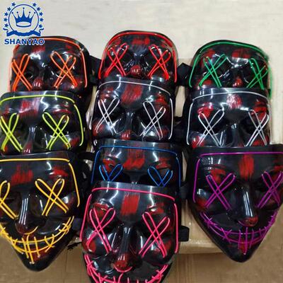 2pcs led light mask Halloween costume prop Scary Face mask
