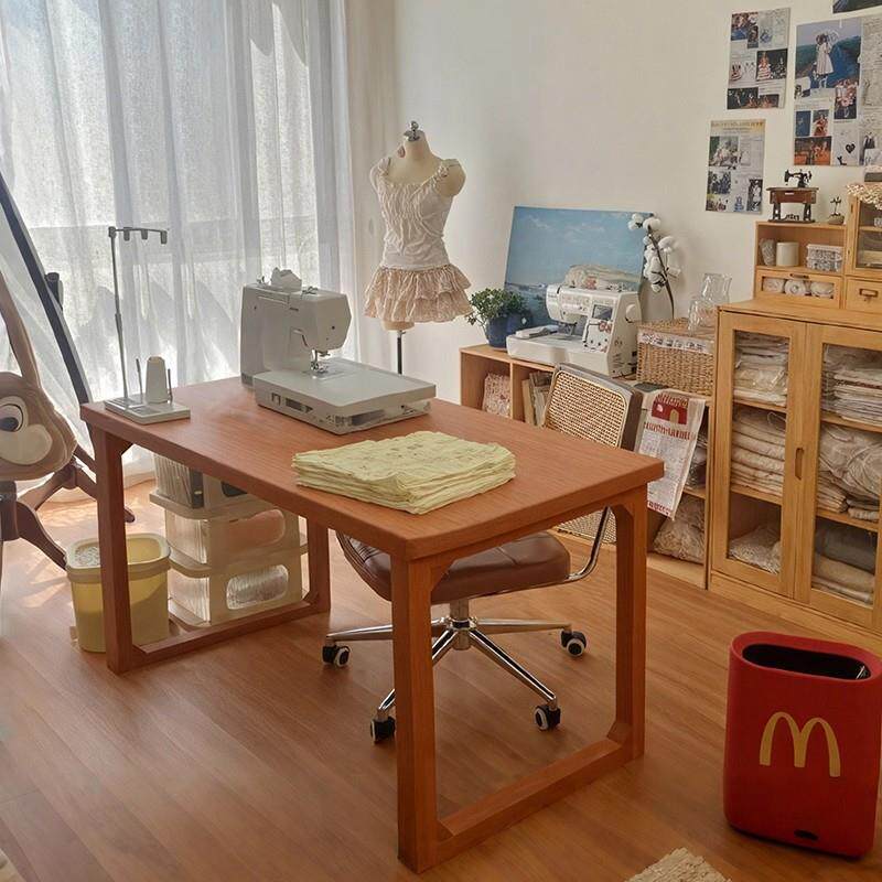 全实木手工桌工作室缝纫机桌子工作台长条桌家用办公电脑桌工作桌