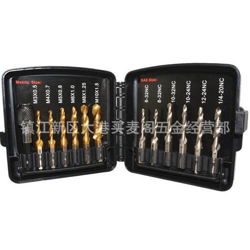 12PC公英制丝锥组套13PC六角柄复合丝锥黑盒装 钻攻倒角复合丝攻