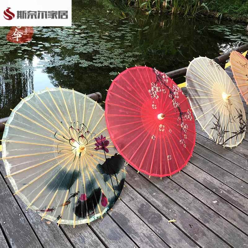 防雨防晒古风油纸伞饭店户外室内装饰伞吊顶中国风古典伞灯道具伞