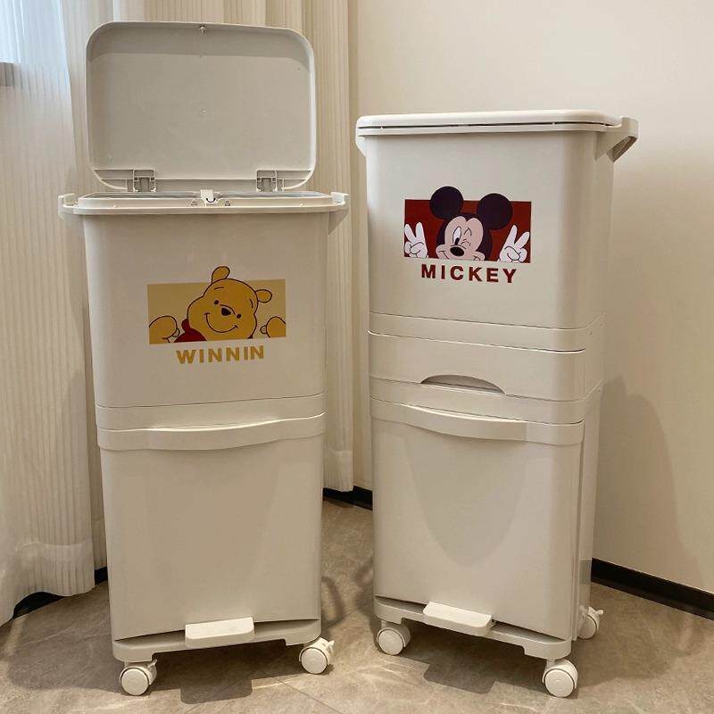 垃圾桶家用加厚双层可移动厨房垃圾桶干干湿分离带盖子脚踏式202