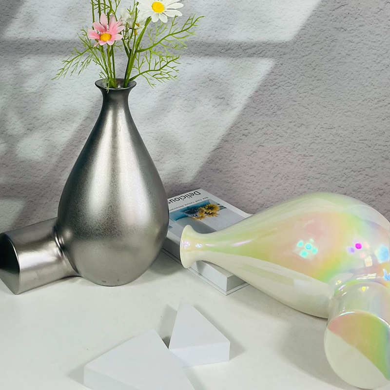 新中式摆件景德镇陶瓷花瓶创意简约干花花瓶北欧家居软装装饰品