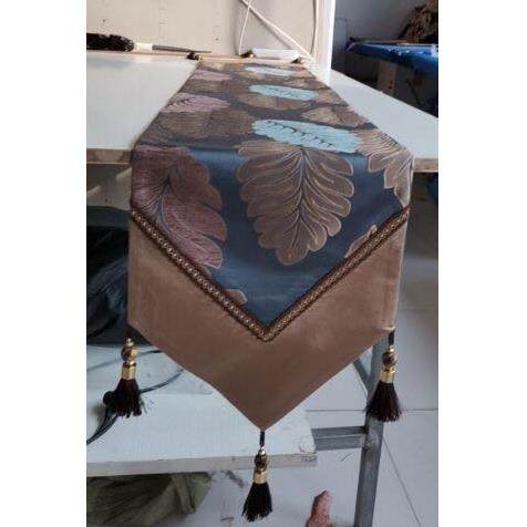 高档美旗舍蓝奢色树叶桌旗北欧轻奢风格美式桌高档华中式禅物意可