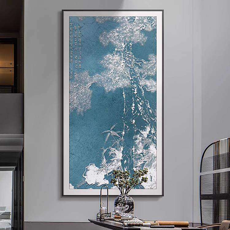 酒店走廊过道高档挂画新中式山水风景画玄关3D立体浮雕大气装饰画