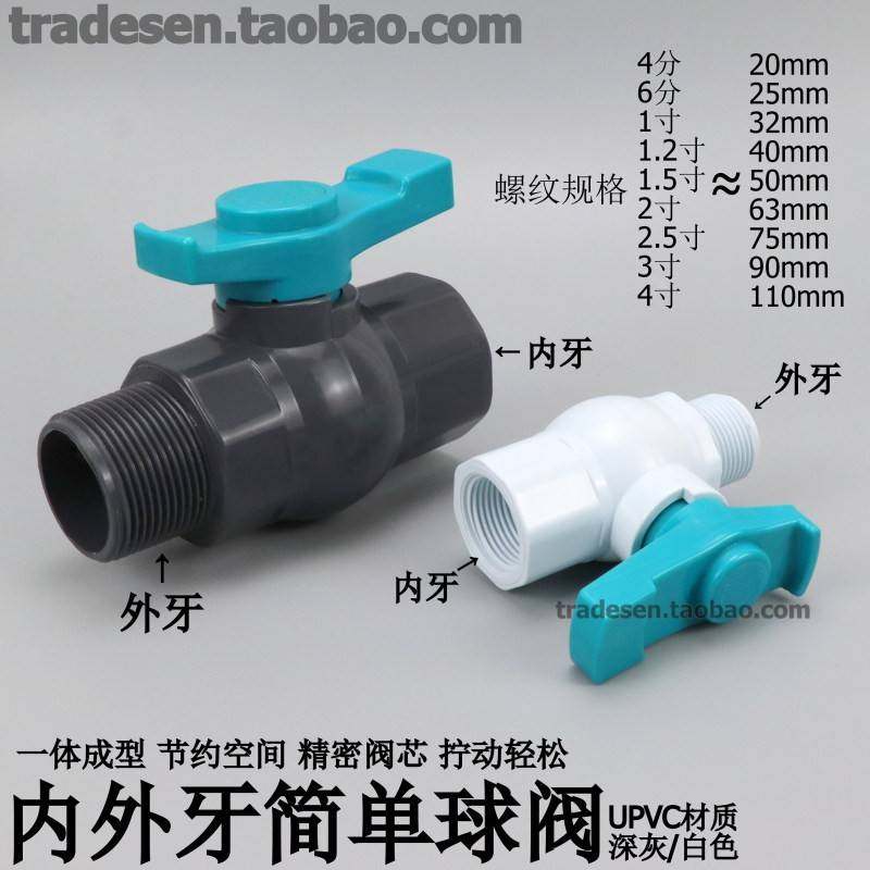 PVC内外丝球阀UPVC塑料内外牙简单阀门内外螺纹水管开 关快接球阀,五金/工具,球阀,淘宝优惠券,粉丝福利购,淘宝优惠卷