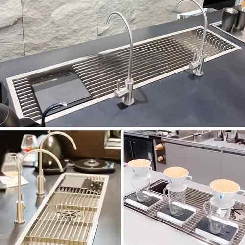 新中式茶饮锈店34不操作0台嵌入式茶盘咖钢啡19208手冲茶吧台全套