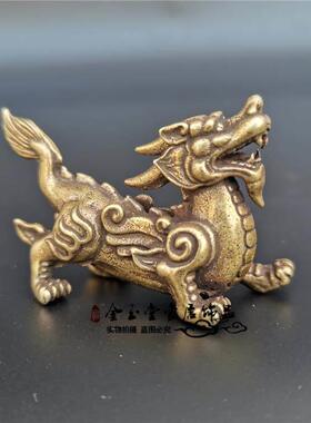 纯铜貔貅摆件一对迷你招财小号貔貅手把件客厅中式装饰金属工艺礼