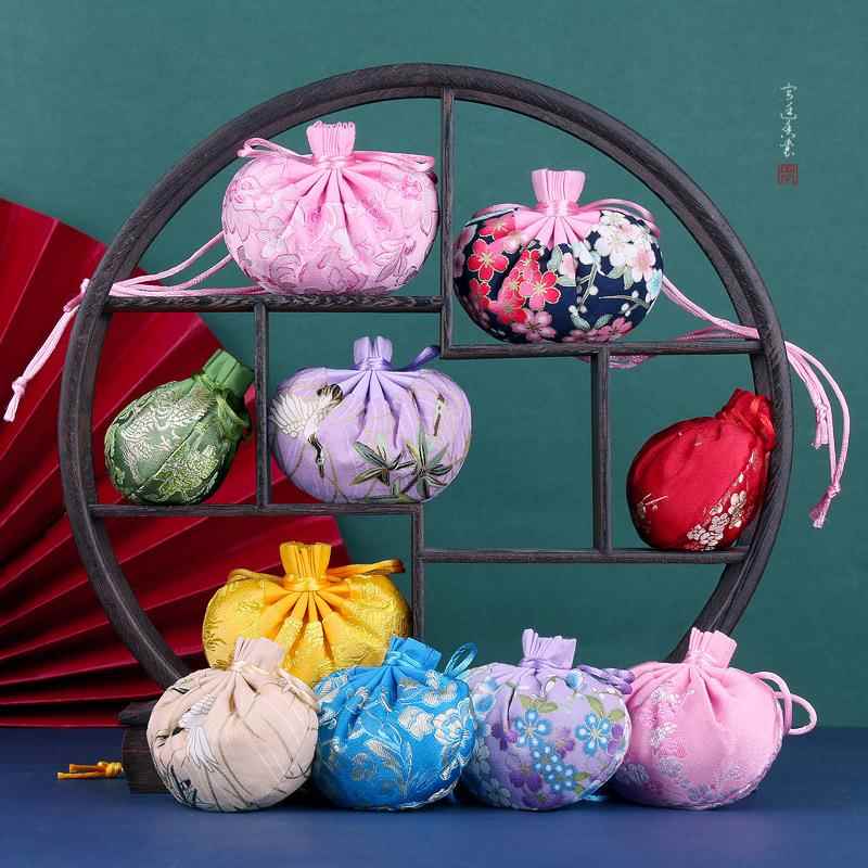 中秋节香包空袋子香袋长绳子挂件随身宫廷百褶袋定 制
