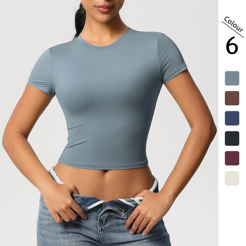 Women Fitted Tops Sleeve Double Lined Y2K Going Out Crew