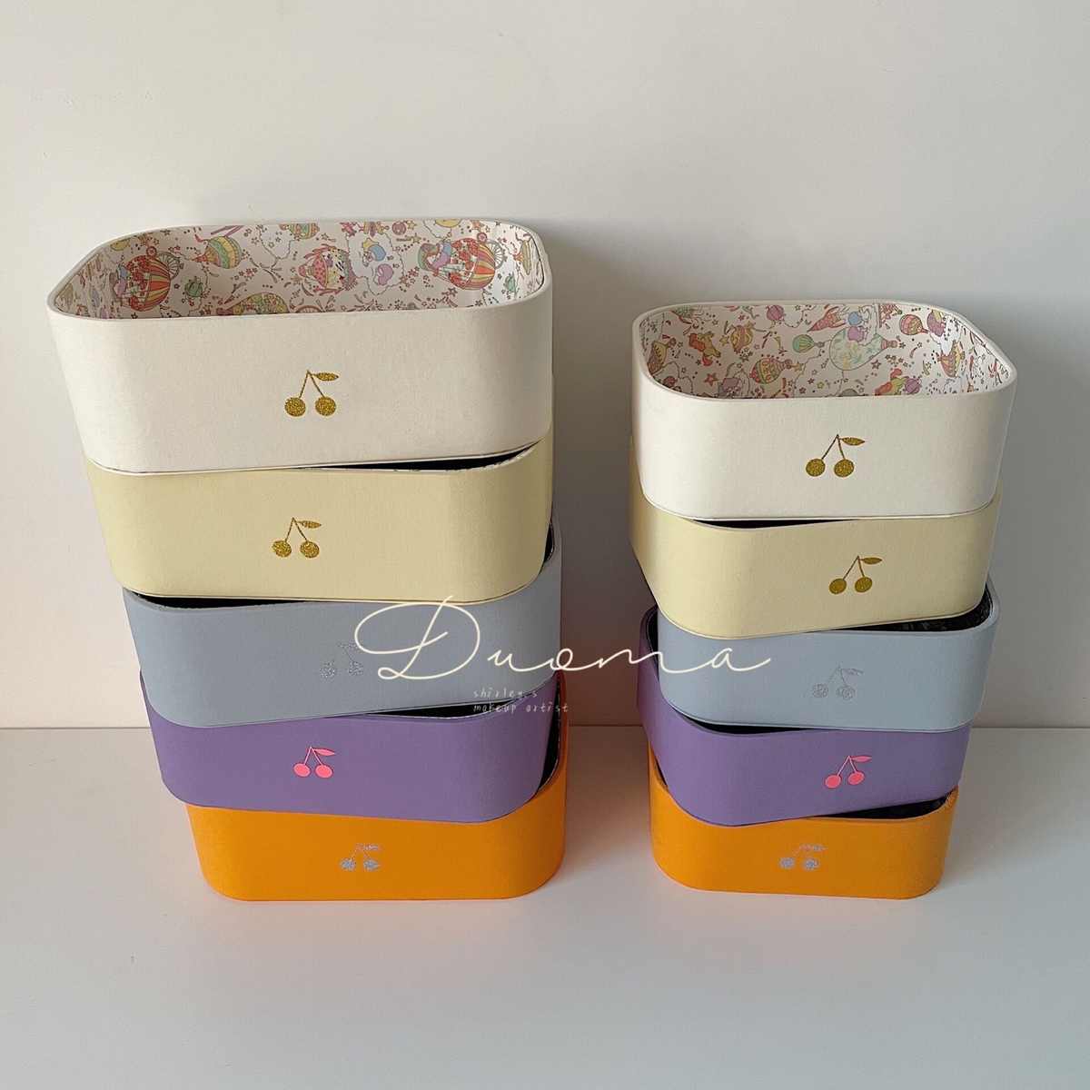 7L8K韩系BP风 樱桃盒收纳儿童发夹化妆首饰盒收纳布艺桌面收纳盒