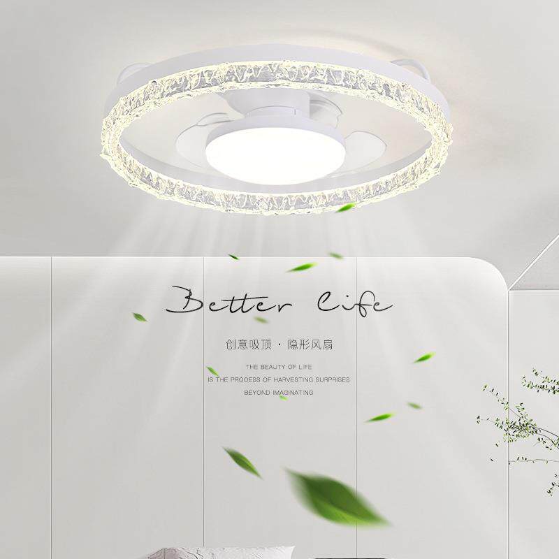 网红新款隐形风扇灯客厅家用大气大厅吸顶灯极简白色灯吊扇灯