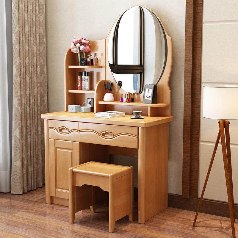 实带木梳妆台卧室小型化妆桌功灯收中式小CSK户型化妆柜现代多能