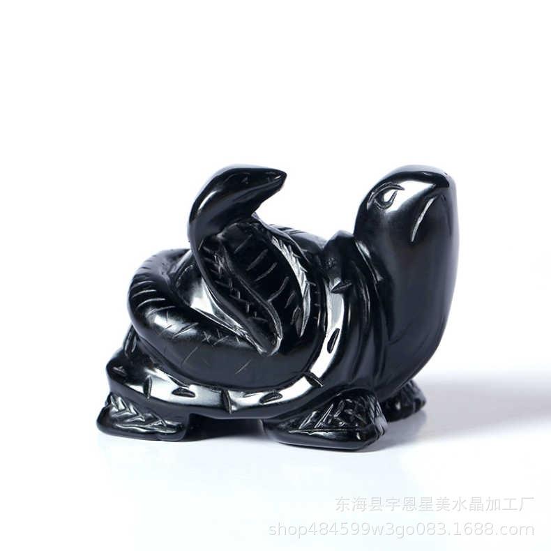 黑曜石玄武摆件神兽乌龟蛇家居公司办公店铺开业水晶贺礼厂家