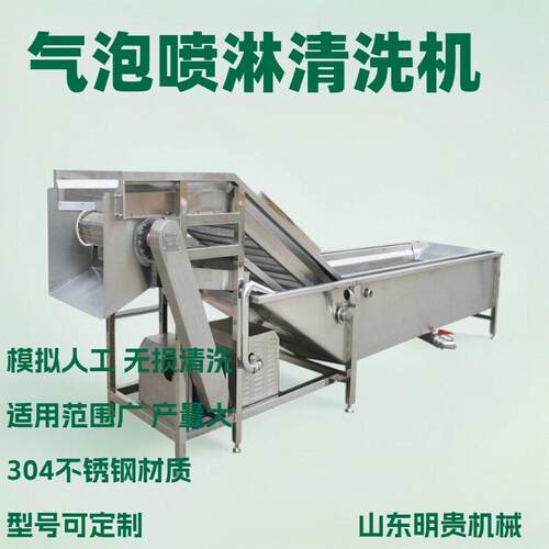 毛豆气泡清洗机 豌豆荚鼓泡喷淋清洗机 连续涡流洗菜机器