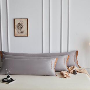 110姝辰 全0S长绒棉纯m棉纯色刺绣1.2双1.5m.8m人三人长枕套承成