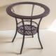 户外圆形茶几客厅现代简约钢化玻璃桌面阳台小圆桌彷藤编喝茶桌子