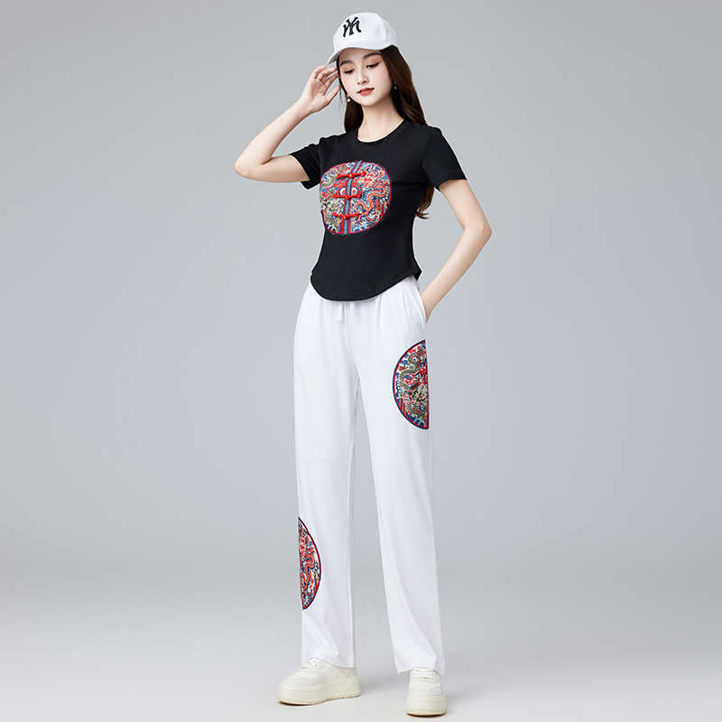 服装新款舞国风鬼休闲步广场运动舞服装舞蹈服装棉 套装中运动