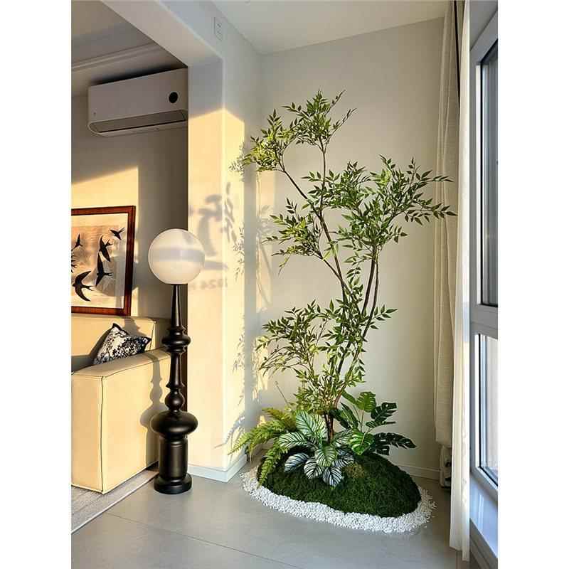 海虹景品绿植造景组合入户阳台玄关布置楼梯拐角植物橱窗仿真花