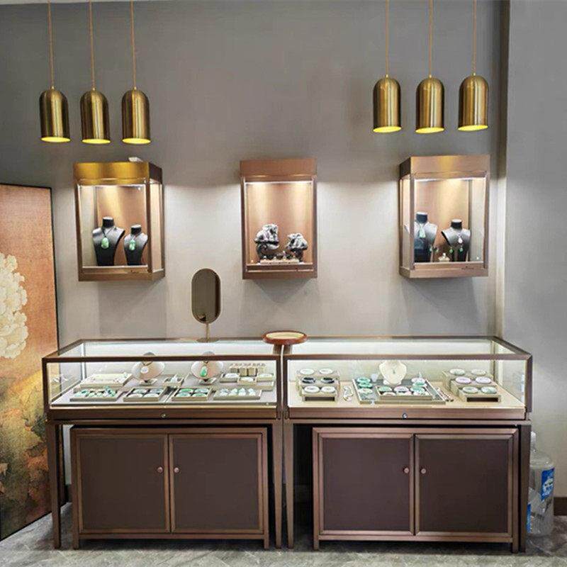 不锈钢珠宝展示柜珠宝柜台黄金奢侈品钻石陈列精品玻璃柜高端定制