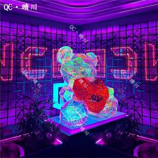 饰灯氛ISA布 七夕情人节网红小清酒吧馆爱心发形光立字场景气围装