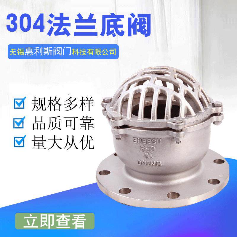 不锈钢法兰底阀H42W-16P自吸水泵莲蓬头单向止回阀门耐温腐蚀DN50