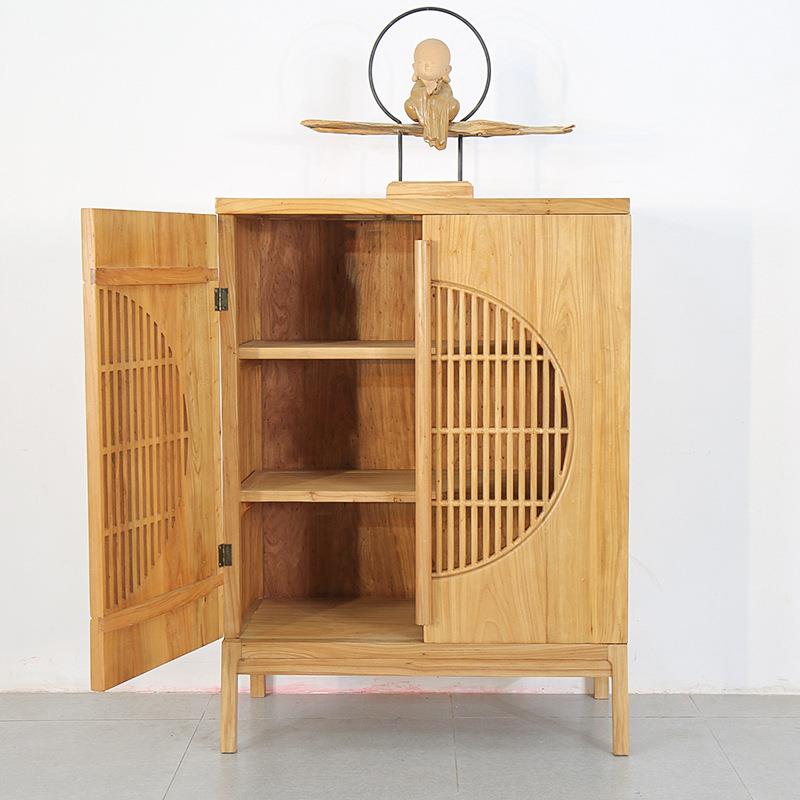 中式老榆木边柜玄关柜实木门厅柜新古典餐边柜客厅简约矮柜储物柜