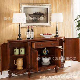美式餐边柜茶水柜实木酒柜客厅储物入户玄关柜隔断柜厨房碗柜家用