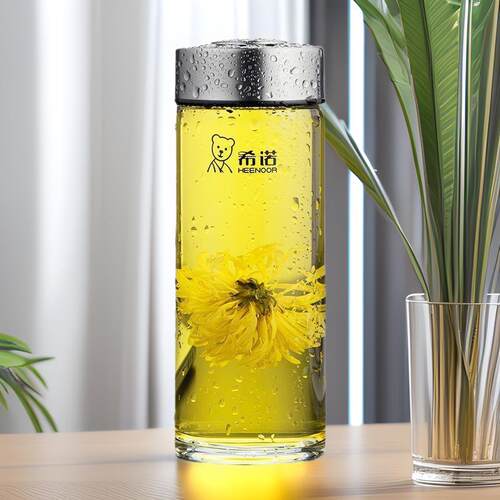希诺6015单层玻璃杯加厚大容量家用透明便携玻璃杯