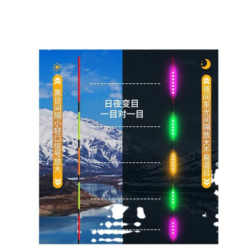 LED5目天地尾喜马罗316超细硬尾夜光漂日夜两用电子漂高灵敏鱼漂