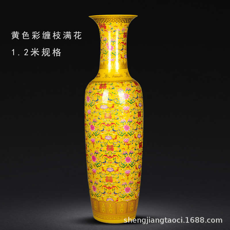 中国红客厅陶瓷器中式景德镇酒店瓷器花瓶摆件别墅装饰落地大开业