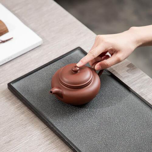 公家用天然乌金石干泡台茶盘长方形日式现轻奢简约托盘小茶台