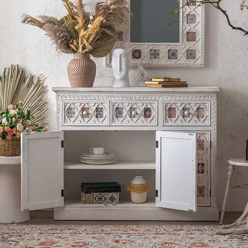 法式入户玄关柜复古花纹客厅装饰柜子异域风情靠墙实木餐厅储物柜,住宅家具,斗柜,淘宝优惠券,粉丝福利购,淘宝优惠卷