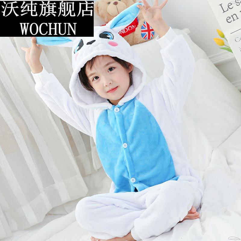 小兔子演出服儿童兔子衣服男童睡衣珊瑚绒连体睡袋舞蹈服冬