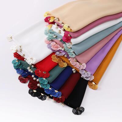 Solid Chiffon Scarf Thin Flower Shawl 纯色雪纺纱巾薄花朵披肩