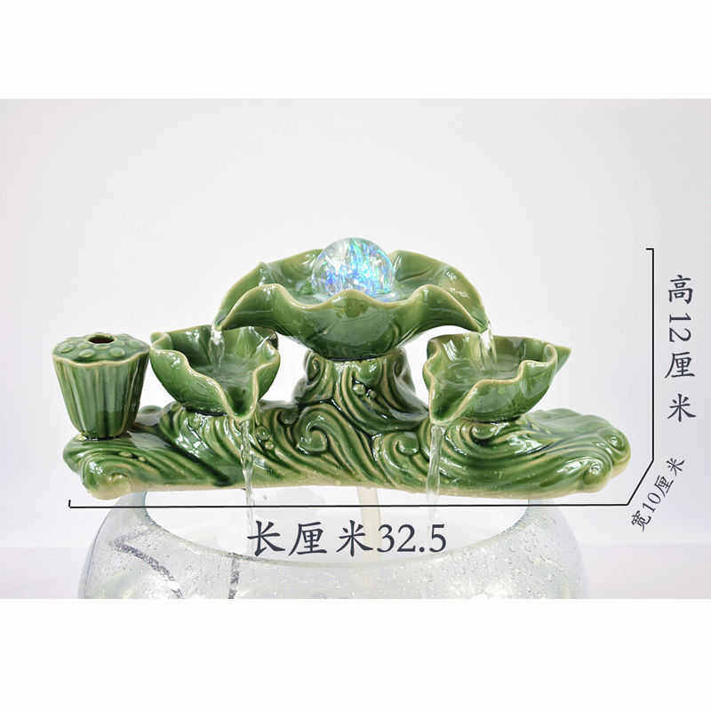 家用圆养鱼系统增水景循环喷泉玻璃金鱼缸型族上方循环水陶瓷鱼缸