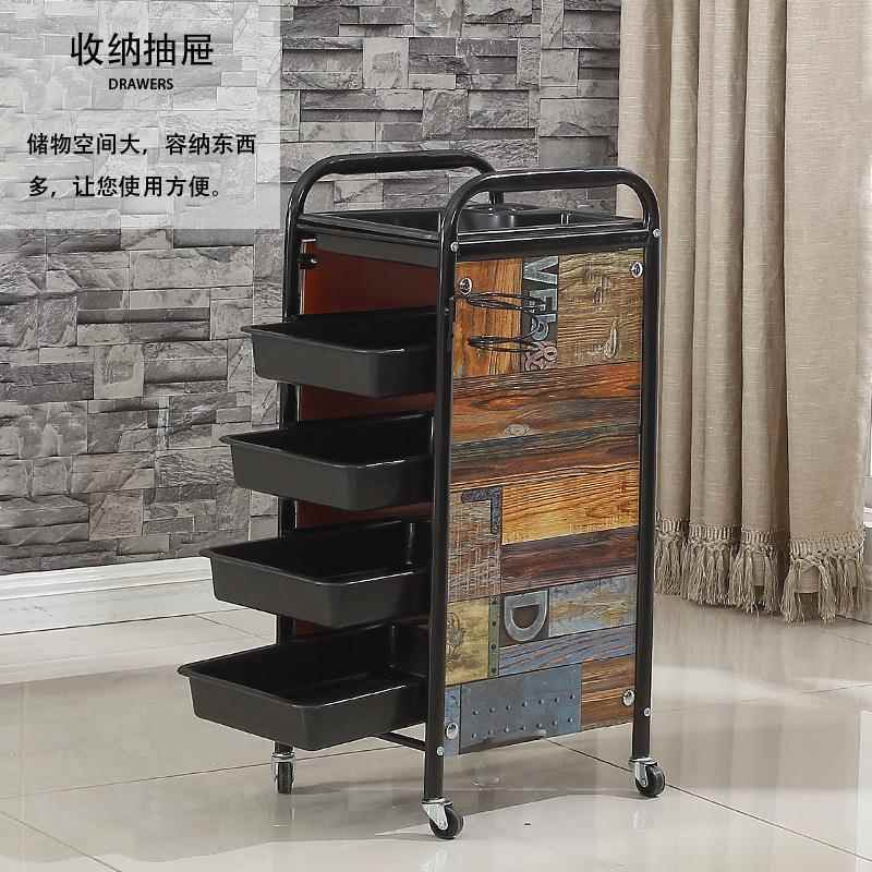 复古美发车廊工具小推车理发店烫带染发发师加958固大号轮手推杠