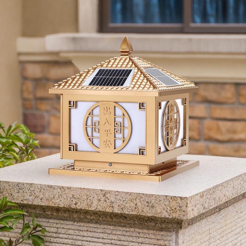 太阳能柱头灯室外围墙花园别墅大门柱灯户外庭院灯围栏防水柱子灯