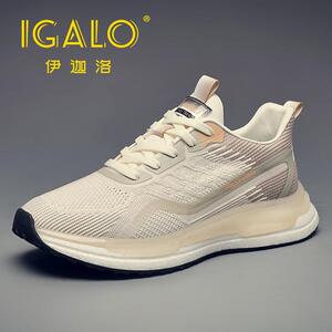 伊迦洛2025新款男鞋四季透气轻便新款网面运动跑步鞋软底休闲鞋男