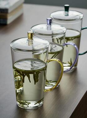 天久璃匠 300ml晶锐随心绿茶杯 高硼硅玻璃杯带手柄耐热办公杯个