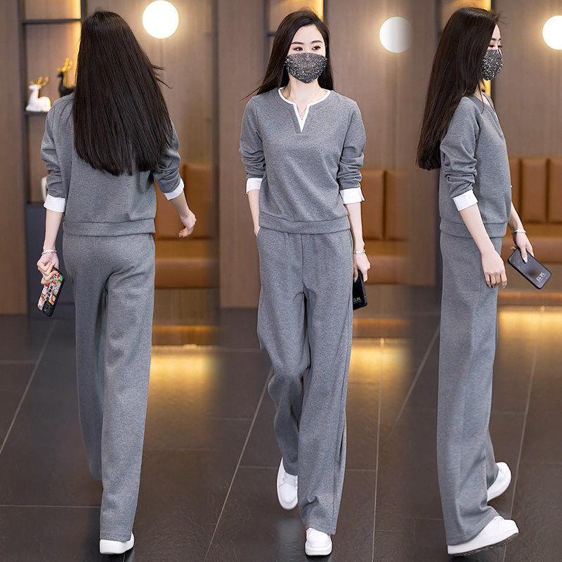 大码女装2026春季新款休闲运动套装胖mm减龄显瘦卫衣阔腿裤两件套