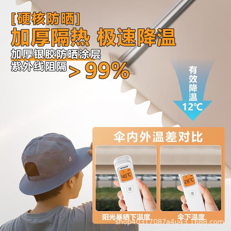 三轮车雨伞摆地摊四方折叠商用雨棚可折叠太阳伞摆摊专用遮阳伞