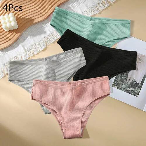 Summer Solid Color Cotton Panties Female Underpants Sexy Pan